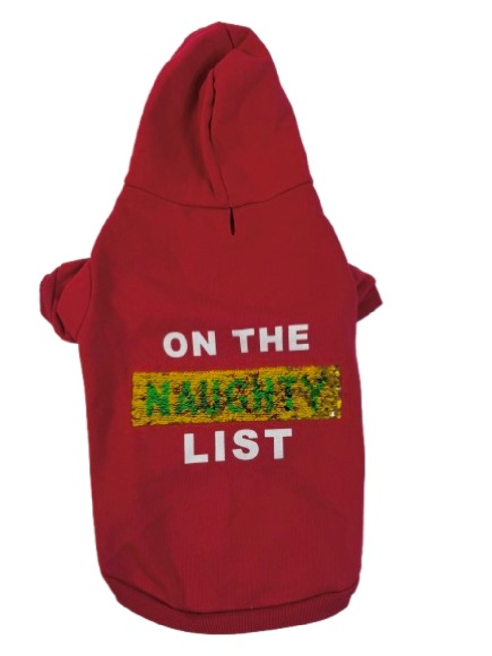 Red Naughty Nice Sequin Dog Hoodie